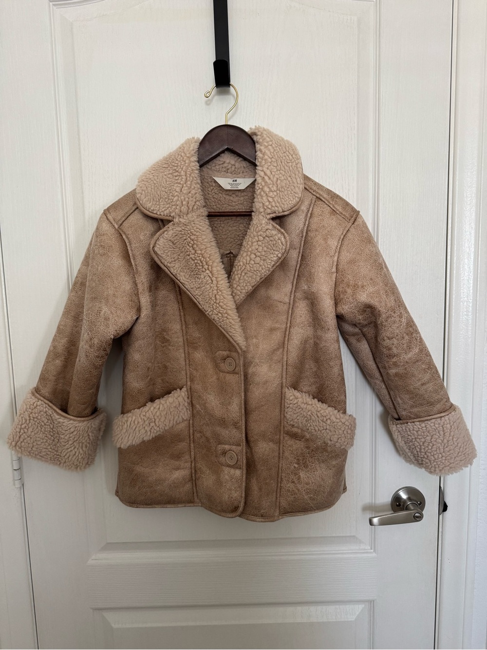 Girls Faux Shearling Taupe Jacket. Size 12.